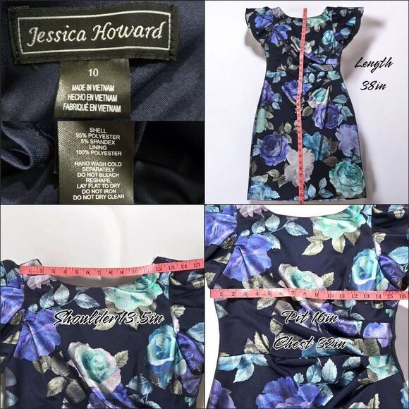 Jessica Howard Floral Runch Sheath Midi Dress(C034)-Size 10 for Women - Picture 12 of 14